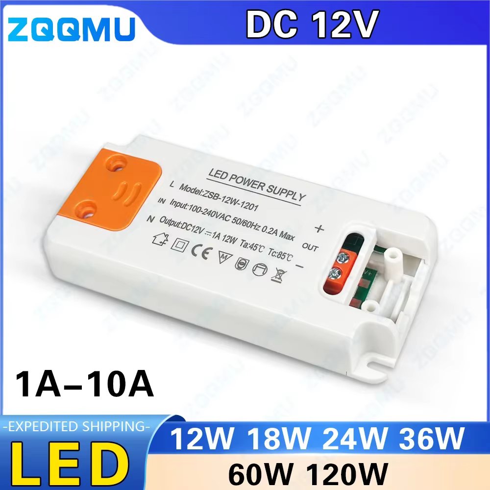 Alimentation LED 120W 60W 36W 24W 18W 12W 1A 2A 3A 5A 10A pour bandes LED 12V CC, adaptateur d'éclairage étanche