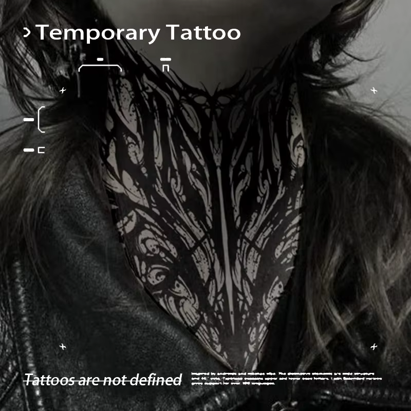 Tatouages temporaires faux tatouage gothique foncé cou épines jus de plantes tatouage autocollant imperméable durable Tatoo autocollants produits bon marché Art