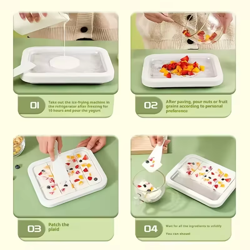 Machine à rouleaux de crème glacée portable interactive en acier inoxydable 304, plaque froide DIY pour desserts, idéale pour les anniversaires d'enfants, la maison et la famille, Sorbet