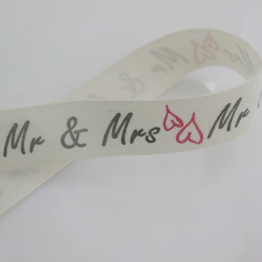 Rubans en coton imprimés Mr & Mrs