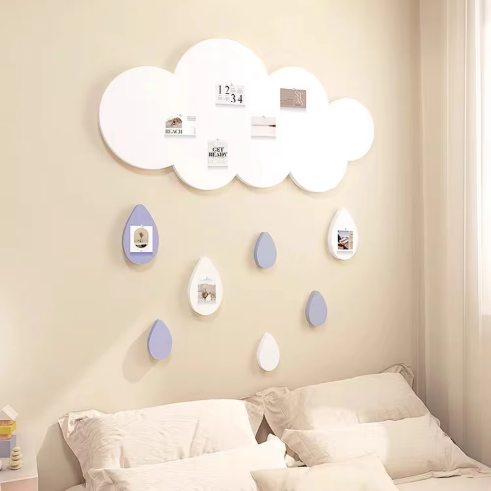 Tuiles murales en feutre Nuages et Gouttes de Pluie