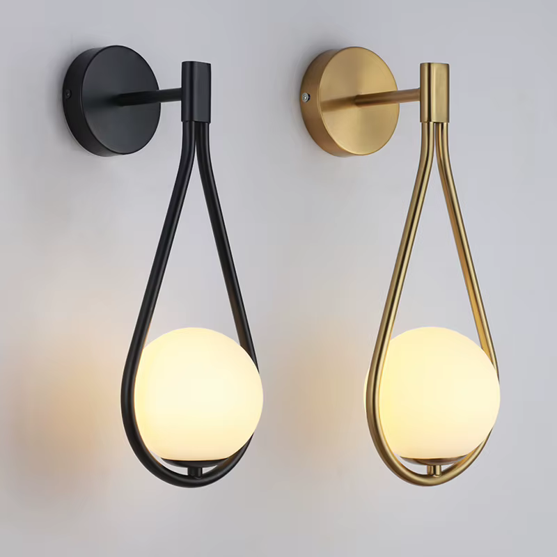 Applique Murale LED en Boule de Verre Givré