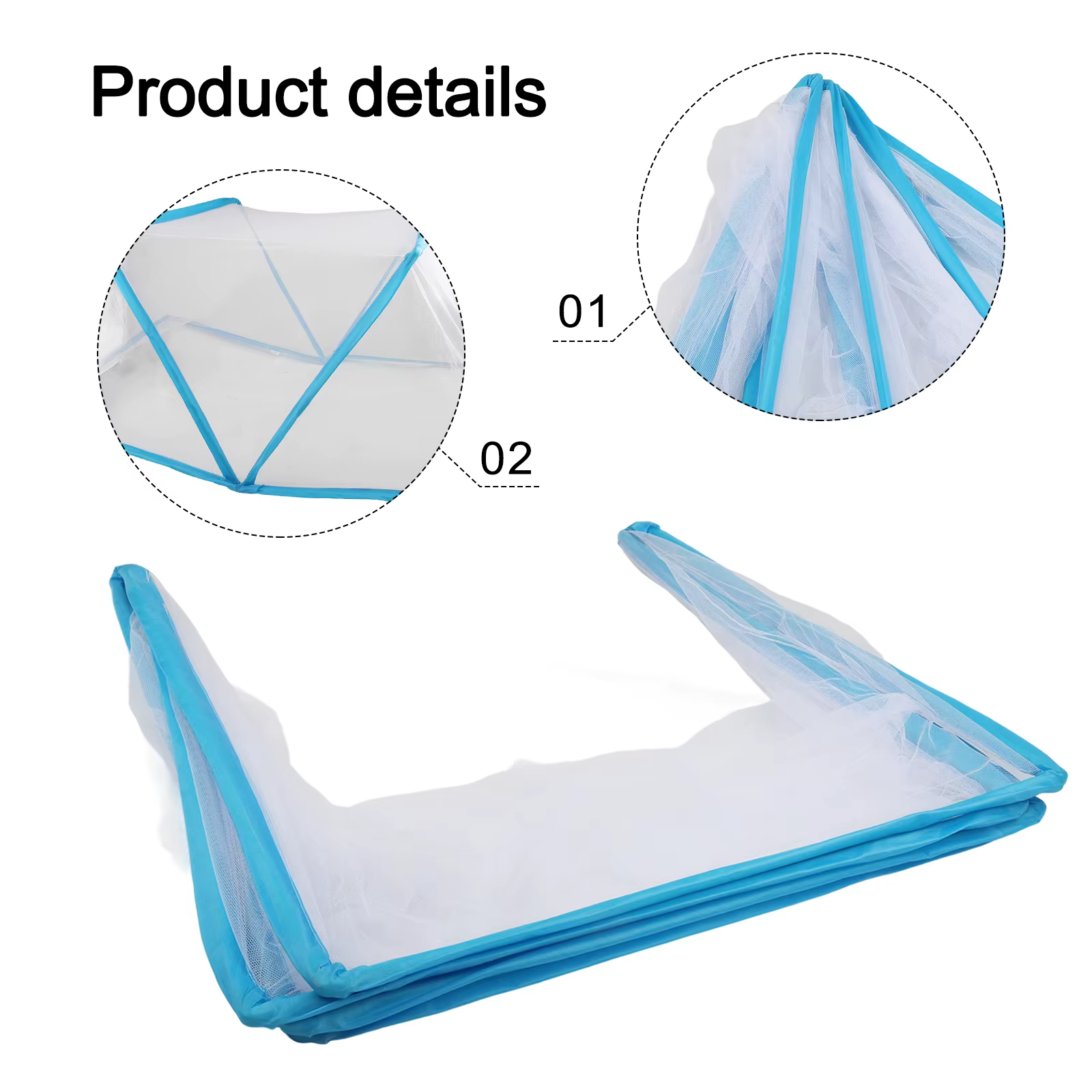 Couverture pliable de protection des plantes avec grille en PVC à bords bleus, pour la culture des légumes et des fruits, isolation antigel