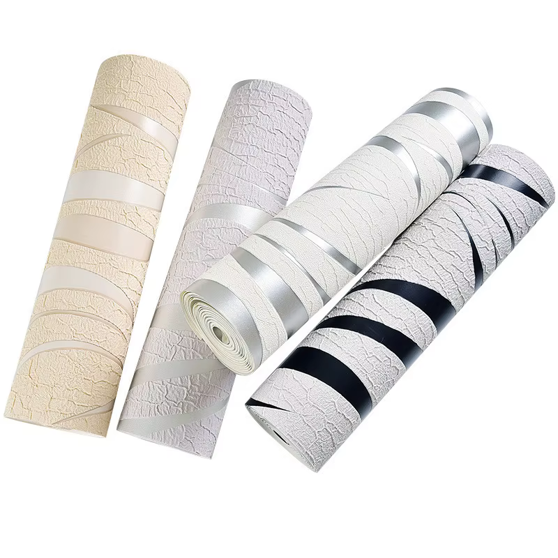 Papier peint intissé à rayures ondulées