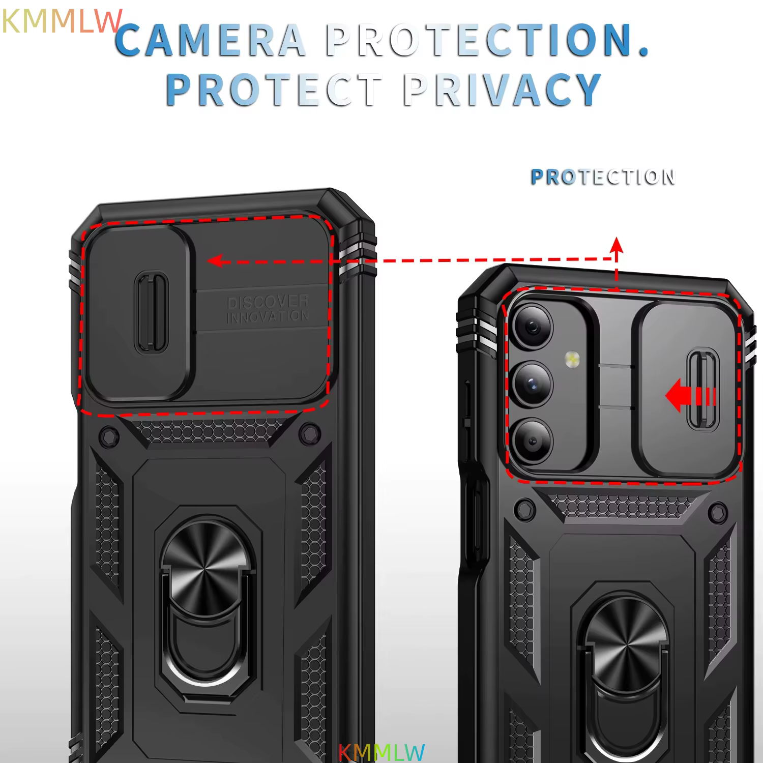 Coque pour Galaxy A36 A26 A06 A35 A55 A25 A35 A54 A53 A16 A17 A15 A14 A56, protection coulissante pour appareil photo, protection rotative à 360 degrés