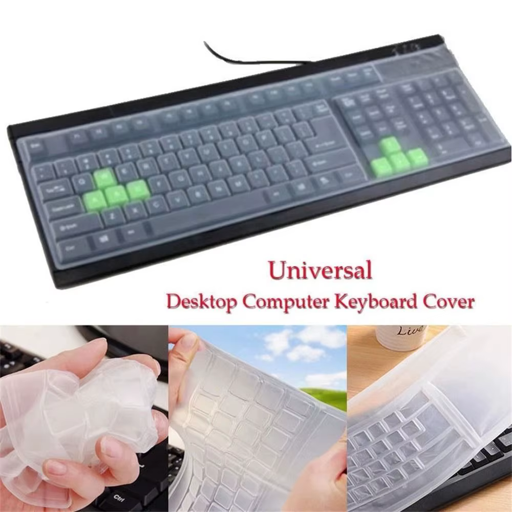 Couverture de clavier d'ordinateur de bureau en silicone étanche universel, film de protection de la peau transparente, coque anti-poussière, 1 pièce