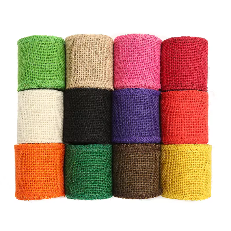 Rouleau de ruban artisanal polyvalent en toile de Jute naturelle colorée