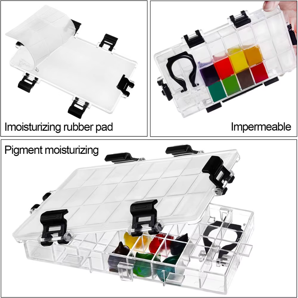 Boîte de rangement multi-usages transparente à 24 compartiments / Palette de peinture