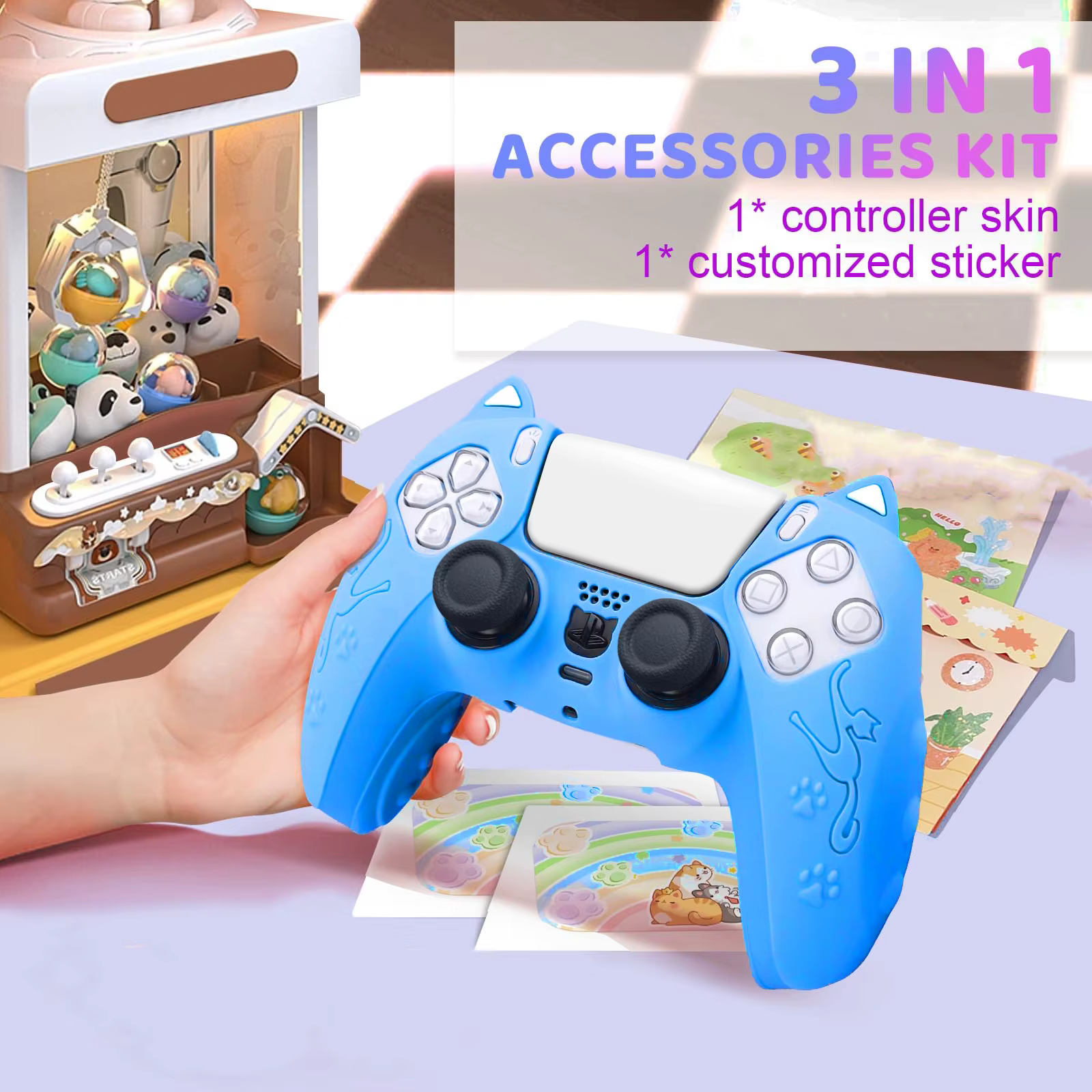 Étui de Protection pour contrôleur SONY Playstation5 PS5, housse en caoutchouc de Gel de silicone souple pour manette de jeu PS5 Slim Funda avec oreilles de chat