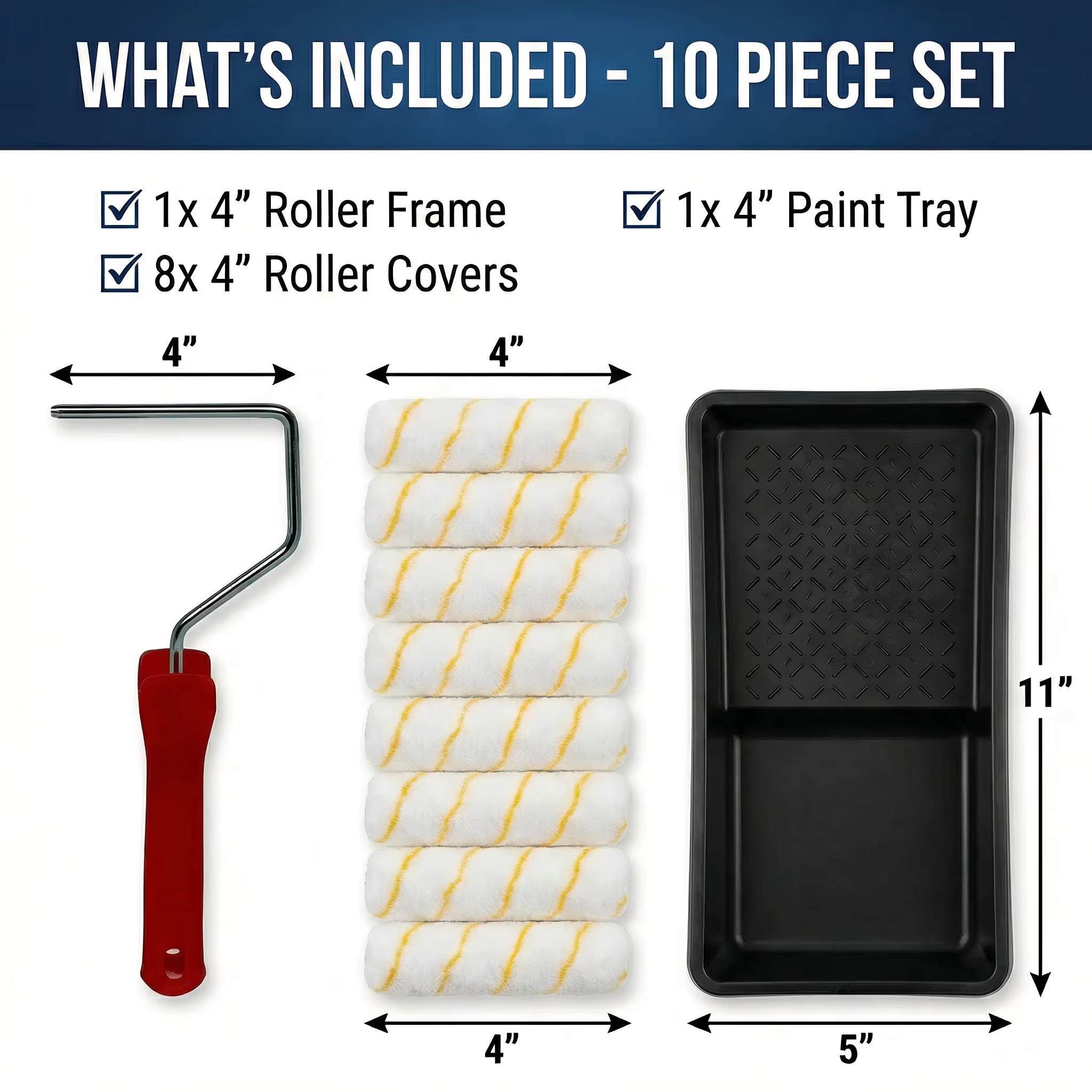 Kit de rouleaux à peinture 10 pièces
