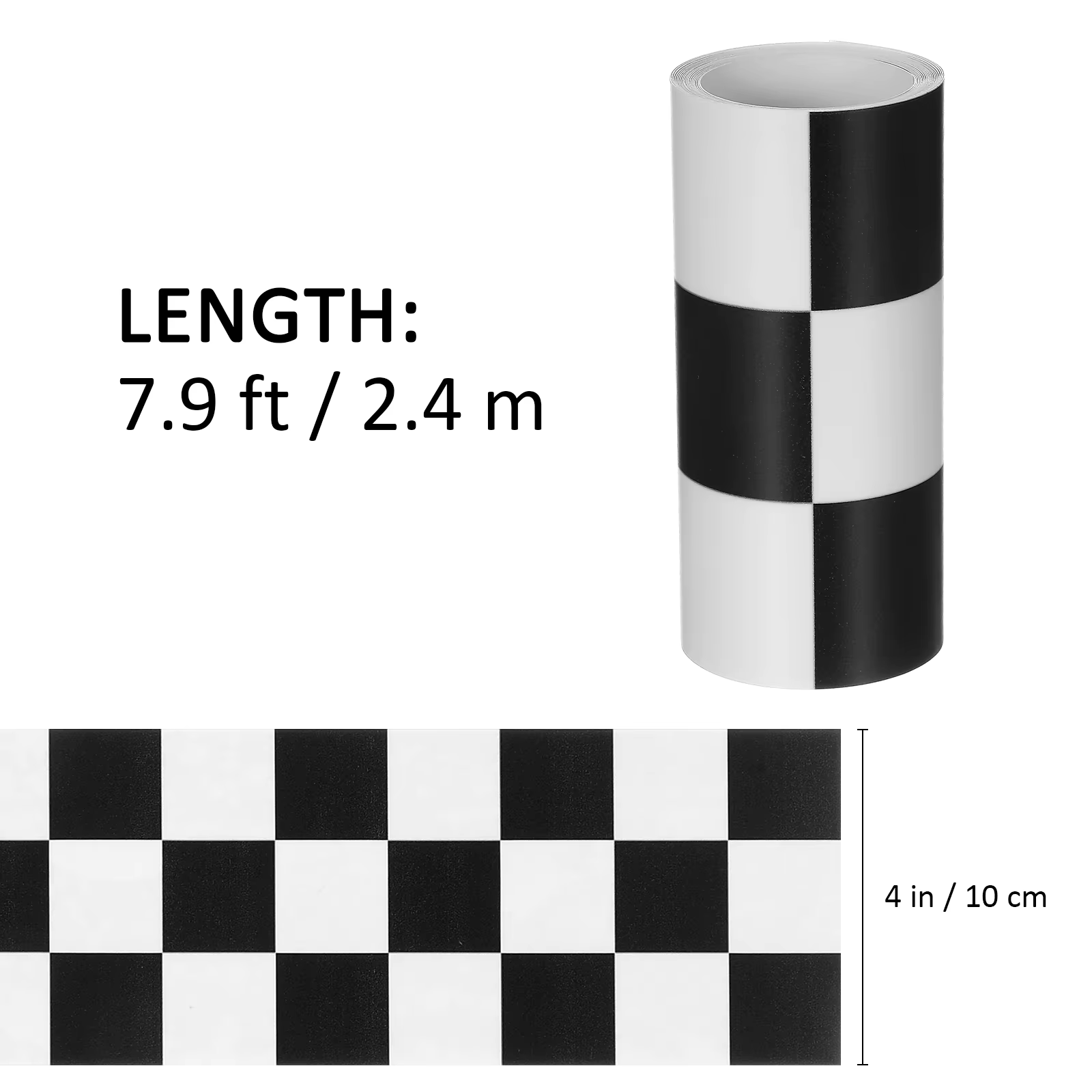 1 Rouleau d'Autocollant de Bordure à Carreaux Noir