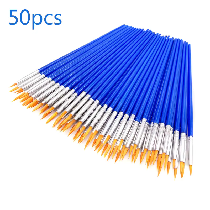 Pinceaux Plats pour Peinture, Petit Volume, Accessoires Essentiels, 50 Pièces