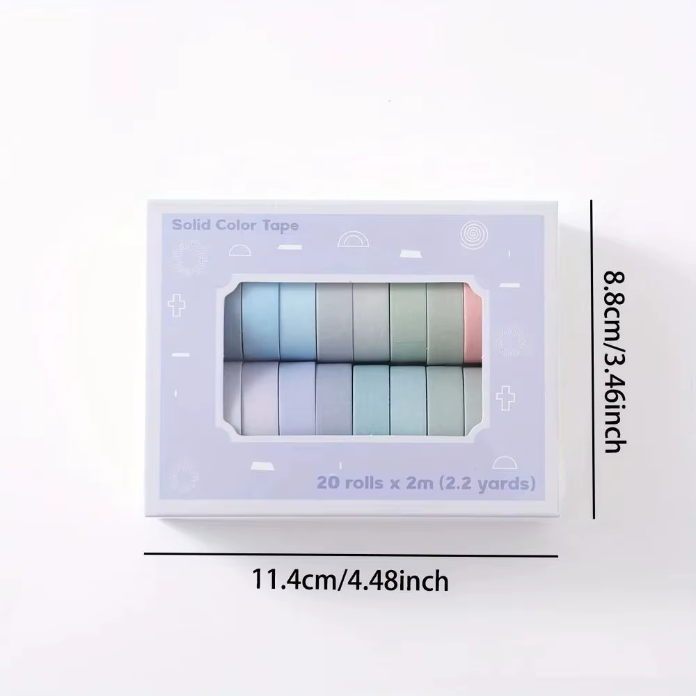 Ensemble de 20 rouleaux de ruban Washi mince coloré