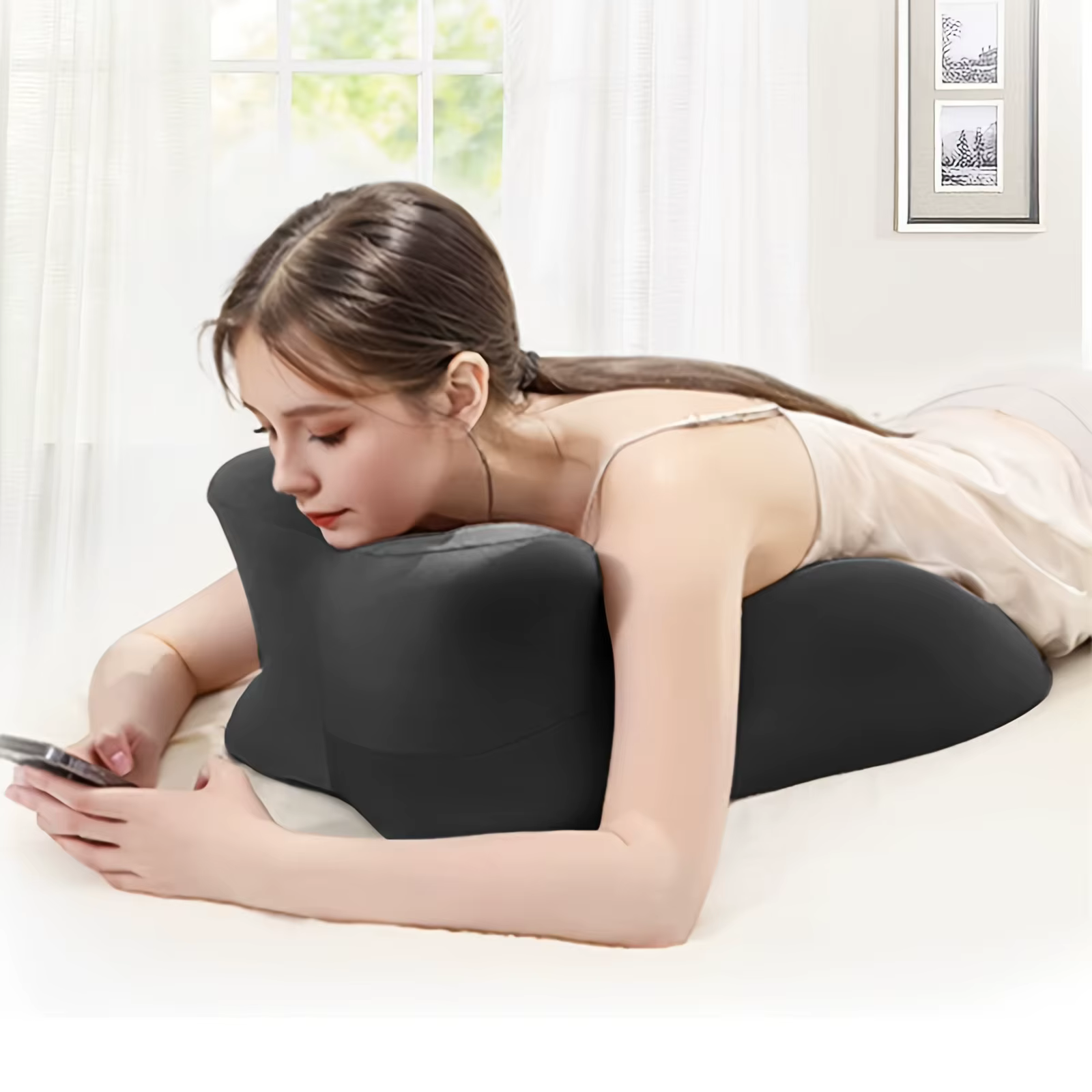 Oreiller ergonomique multifonctionnel pour chambre à coucher, adapté au sommeil sur le ventre, aux appels téléphoniques, et comme appui-tête ou soutien lombaire