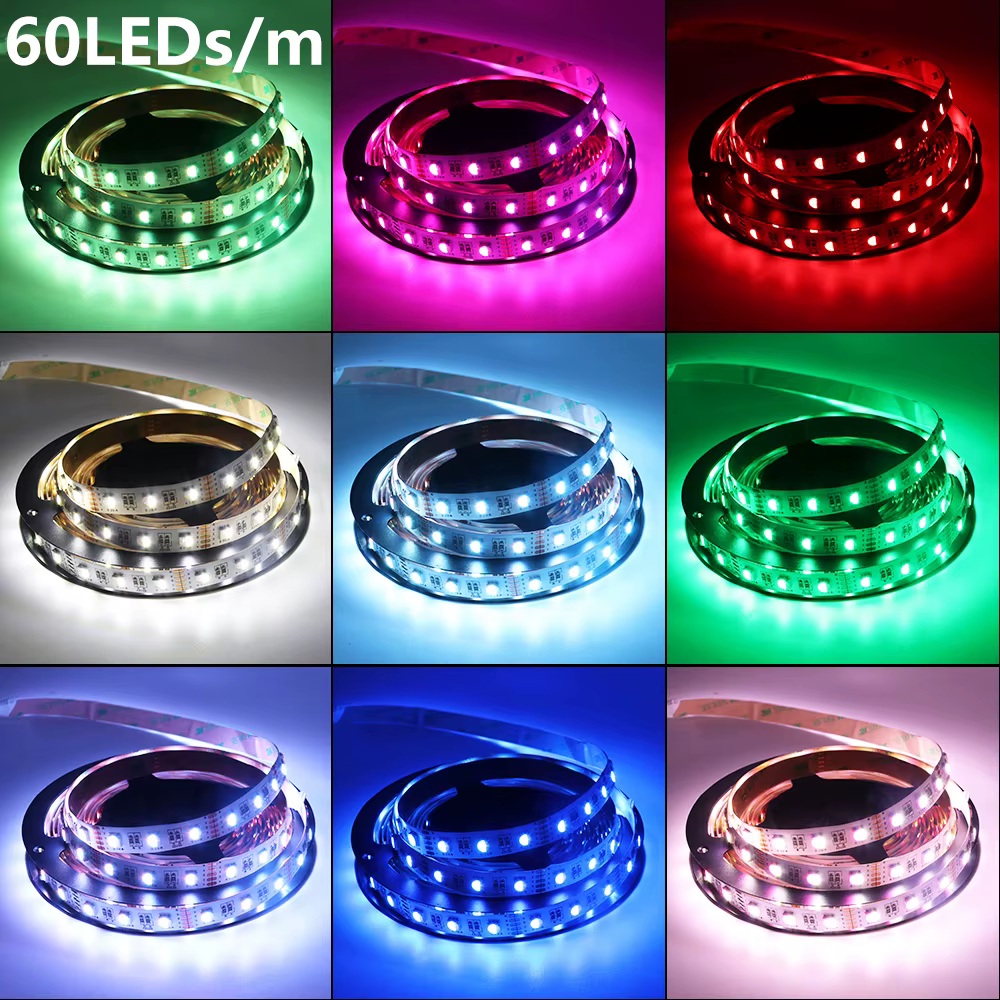 Ruban LED RGBWW RGBW 12V 24V, 60/108/120 gible/m, étanche IP21/65/IP67, flexible 5050, pour la décoration des pièces