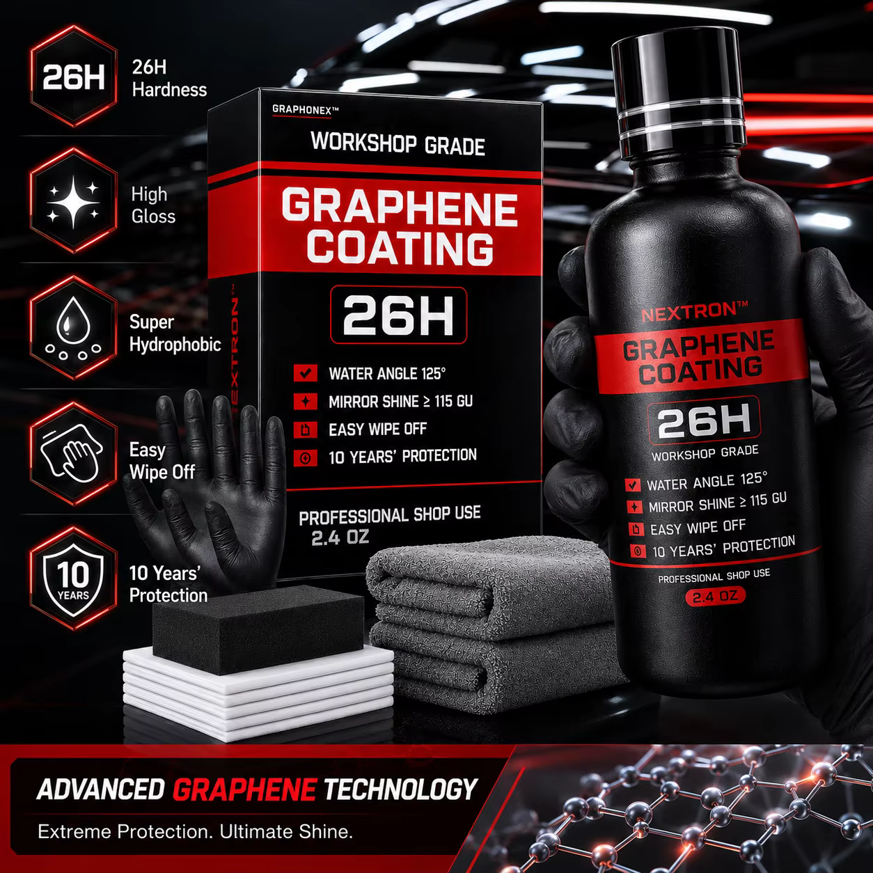 Revêtement céramique au graphène 26H – avec technologie auto-réparatrice et anti-UV