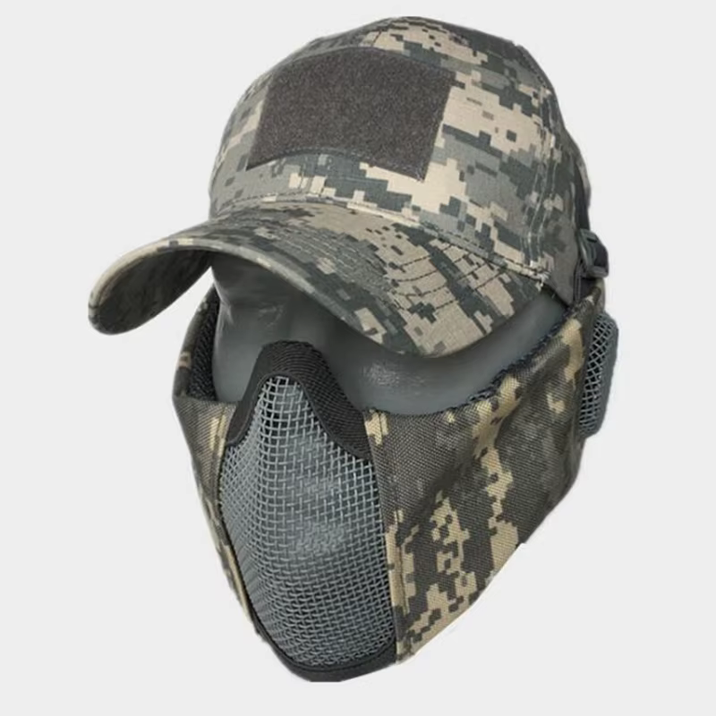 Ensemble d'équipement de Protection Airsoft, masque en maille demi-visage avec Protection des oreilles pour enfants et adultes, tir de Paintball, jeux de survie CS, Cosplay