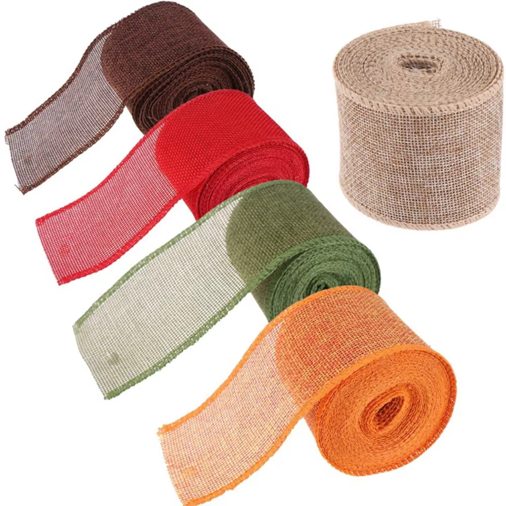 Rouleau de Ruban Coloré en Toile de Jute Naturelle