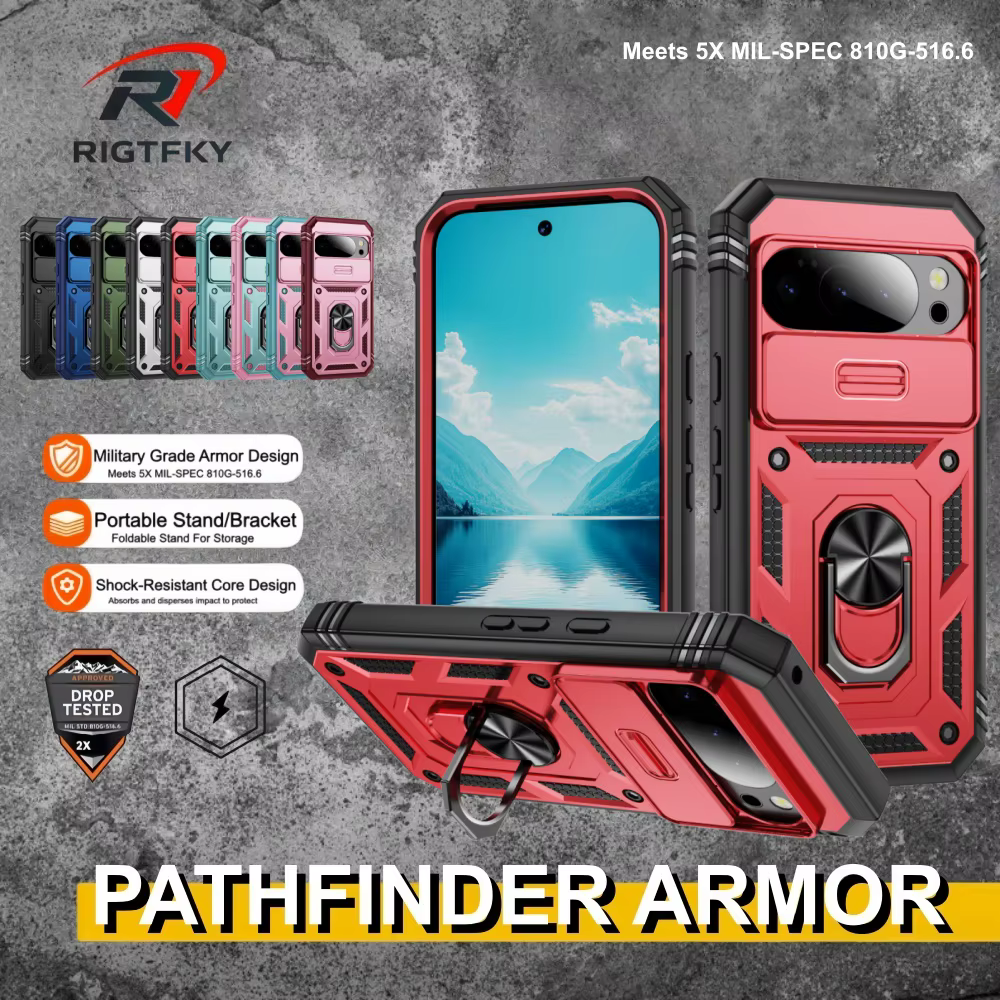 Coque de protection robuste avec béquille rotative à 360 degrés et protection coulissante pour appareil photo pour Google Pixel 10 9 8 6 Pro XL 9A 8A
