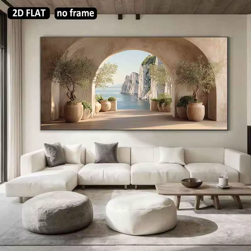 [2D Plat] 1 pièce 23.6X47.2in 60cmX120cm Peinture décorative murale polyvalente en toile de haute qualité sans cadre