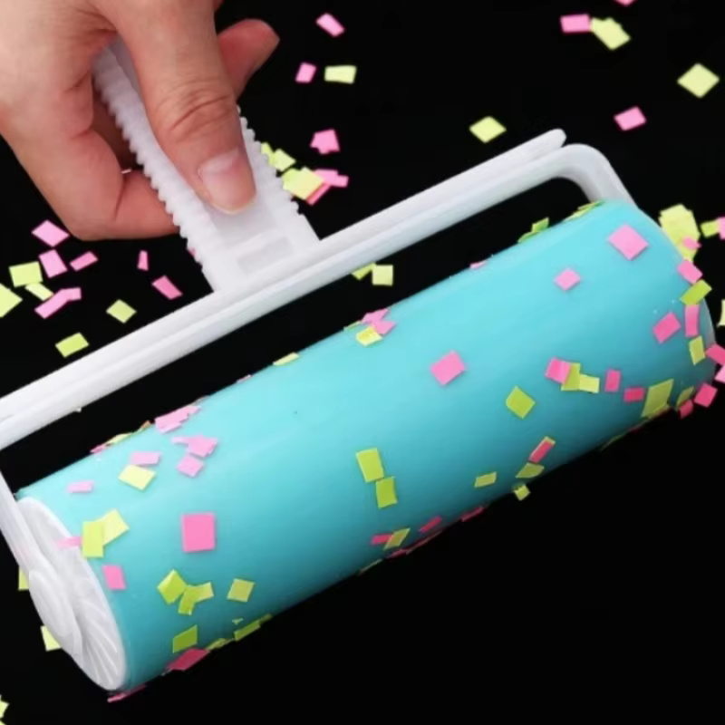 Rouleau Adhésif Lavable pour Vêtements et Poils d'Animaux, Réutilisable, Portable, Nettoyage Domestique, Éliminateur de Poils, Rouleau Adhésif pour Tapis, Lit, Canapé, Collecteur de Poussière