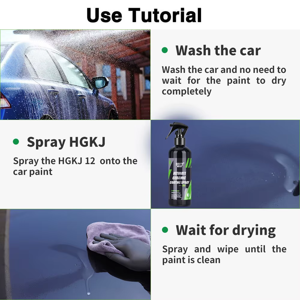HGKJ S6 Spray de revêtement céramique ultime Protection de peinture hydrophobe haute brillance 9H Nano Top cire longue durée détail d'entretien de voiture
