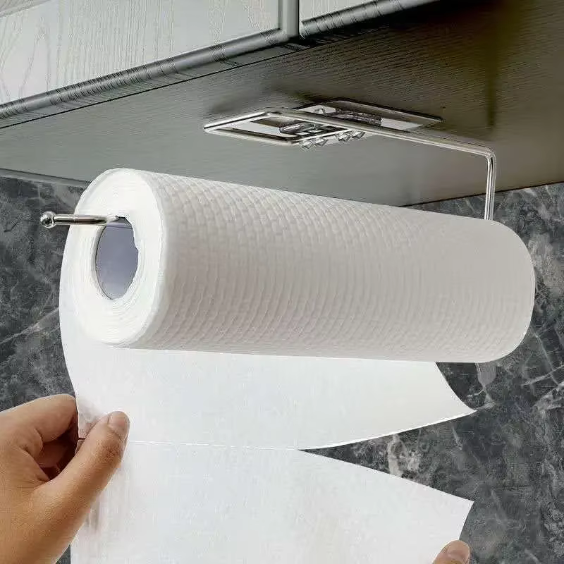 Sous l'armoire porte-rouleau de serviettes porte-papier auto-adhésif cintre support organisateur pour cuisine salle de bain étagère barre appareil ménager