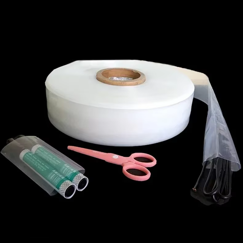 Pe rouleau Film plastique sac à poussière bande mince haute pression bouche plate Transparent emballage postal matériel alimentaire lampe Tube jouets