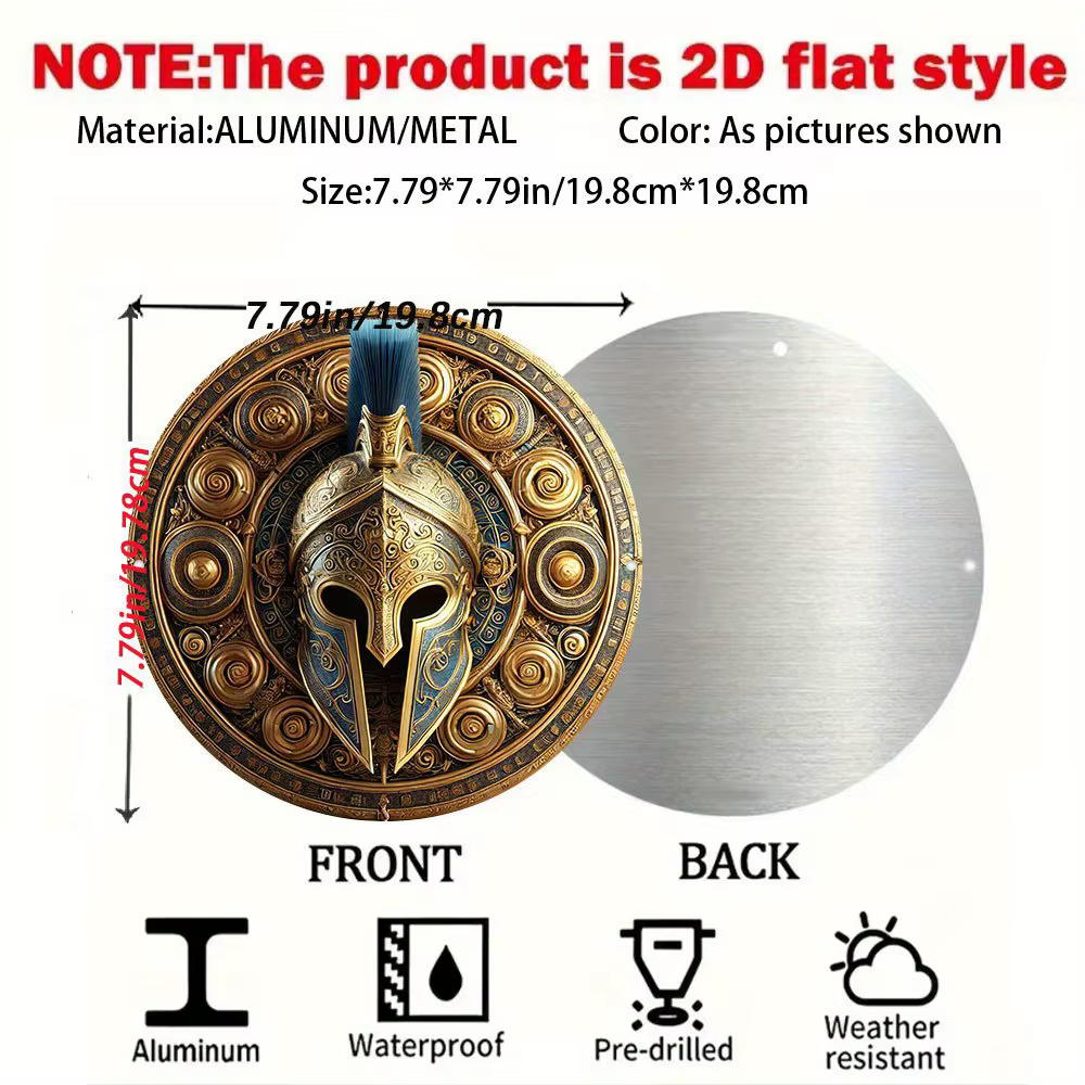 [Golden War God Shield] Bouclier plat 2D Golden War God |   Puissance de la mythologie nordique |   Thème du guerrier Viking |   Emblème du bouclier en relief W