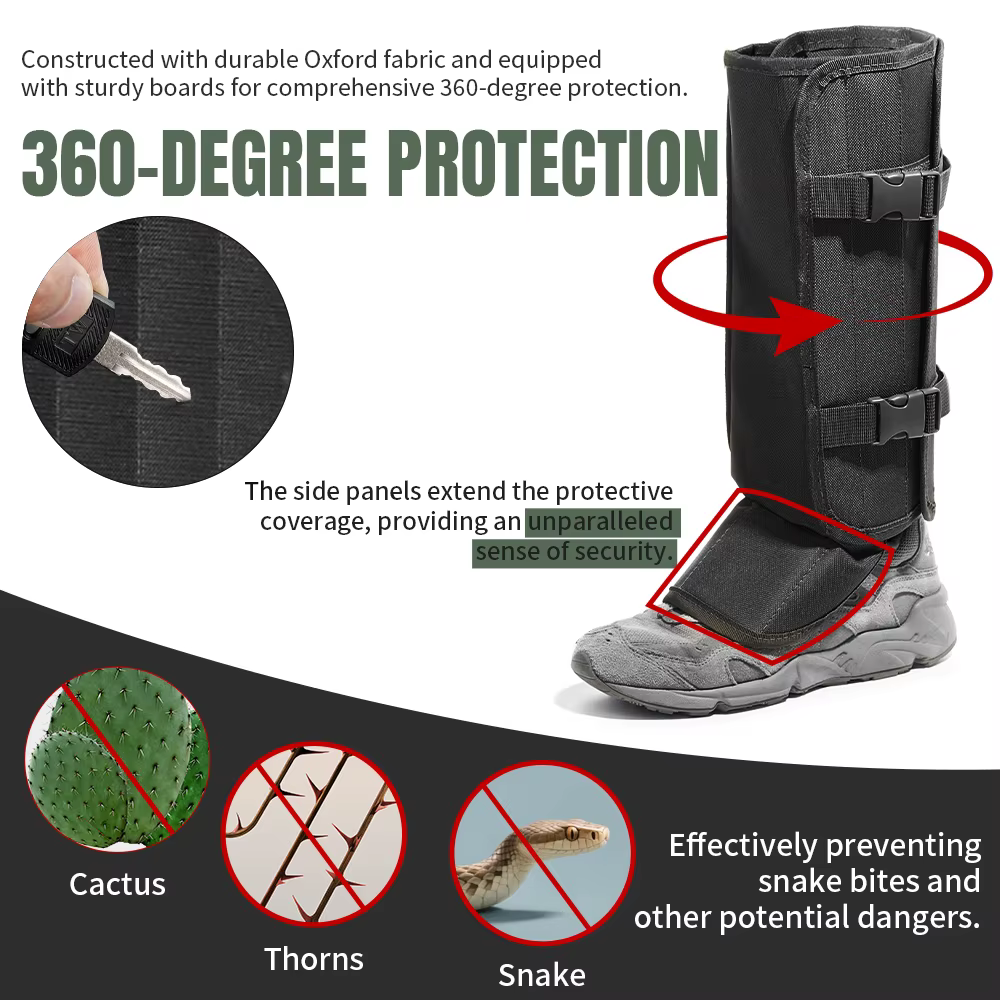 1 paire de guêtres serpent pour la Protection des jambes, pour randonnée en plein air, guêtres Anti-serpent réglables, Protection contre les morsures de serpent