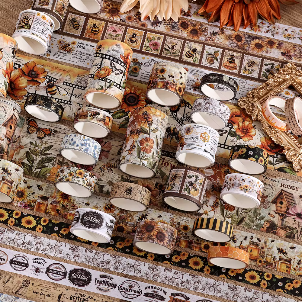 Ensemble de rubans Washi Vintage en forme de fleur d'abeille