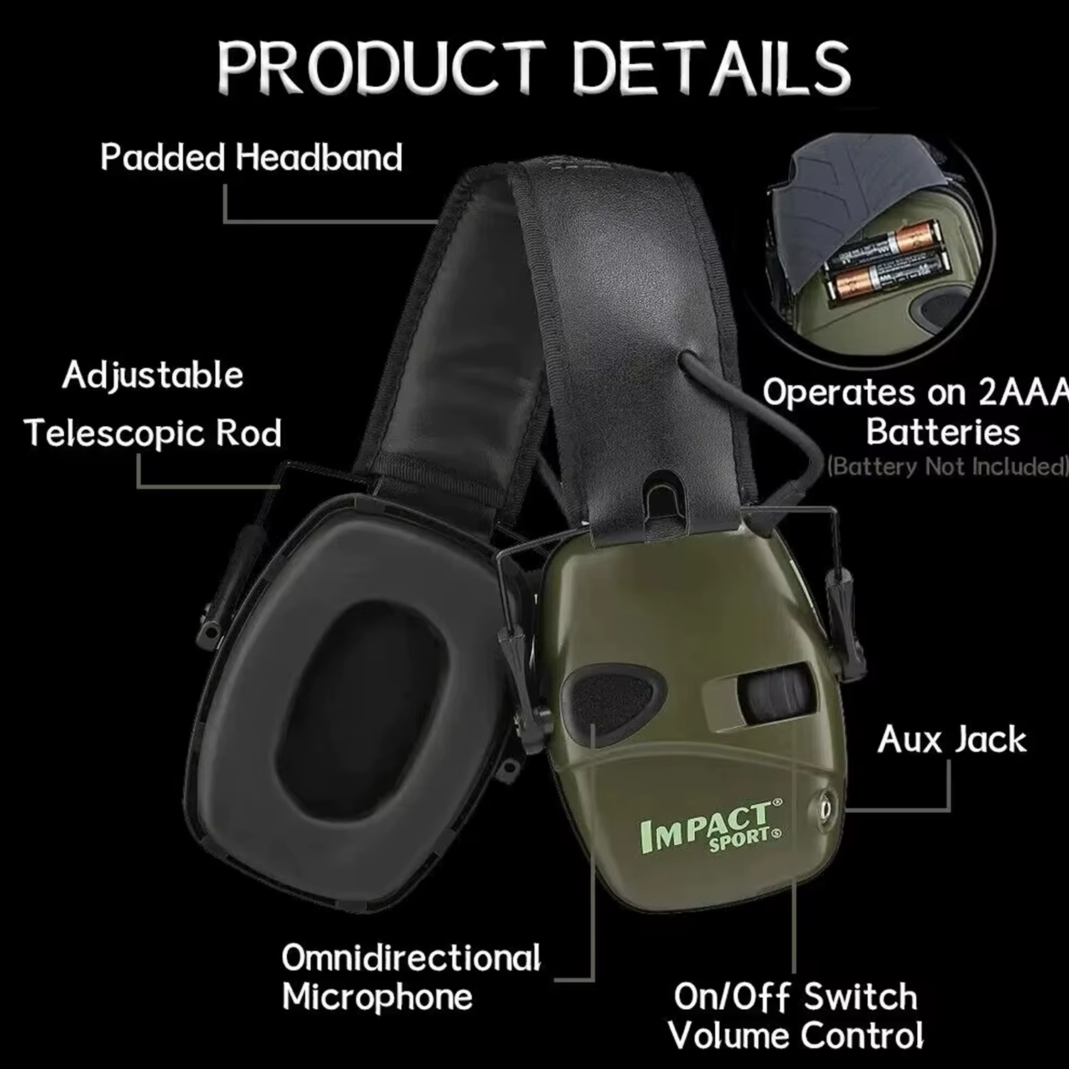 Casque de protection auditive électronique tactique pour la chasse avec étui, réduction du bruit, casque de tir