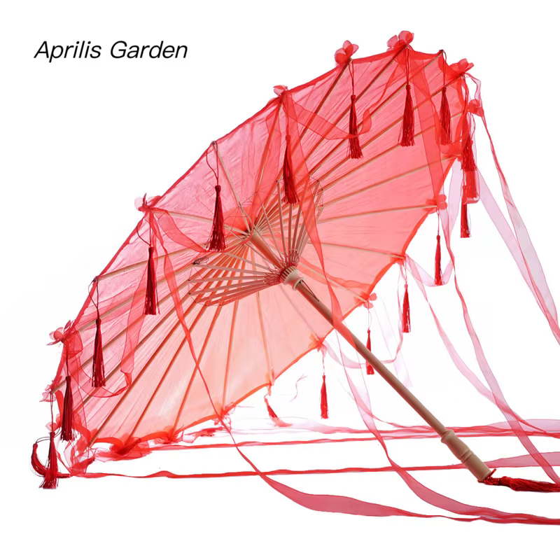 Glands chinois parapluie ruban soie parapluie Hanfu Cos parapluie accessoire Shoot ancien Costume paraguas cosplay princesse parasol