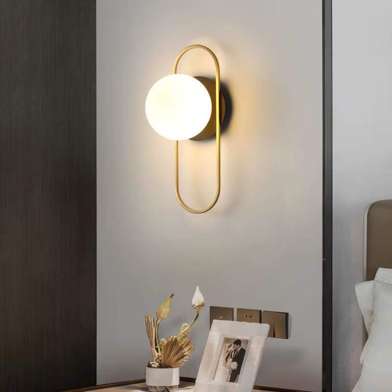 Applique Murale LED en Boule de Verre Givré
