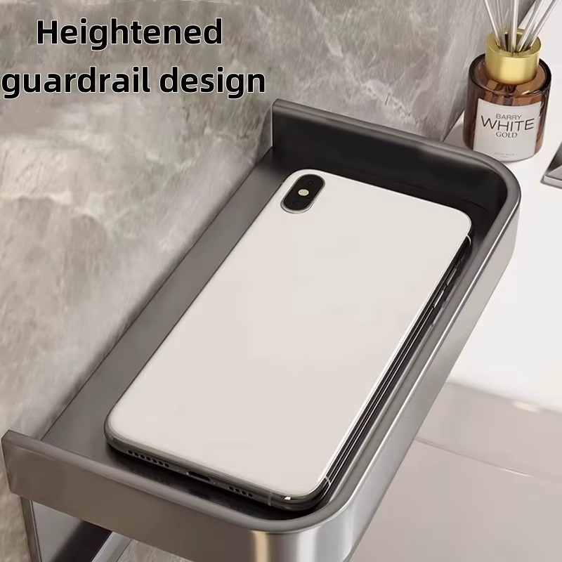 Porte-papier hygiénique en alliage d'aluminium, support mural pour WC, organisateur de rangement en rouleau de papier, support d'étagère pour téléphone, accessoires de salle de bains