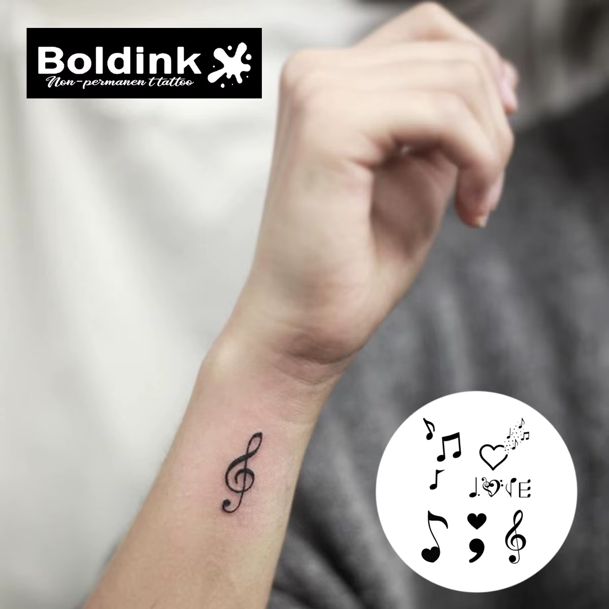 Tatouage temporaire musical, dure jusqu'à 15 jours, autocollant semi-permanent magique étanche, nouvelle technologie.