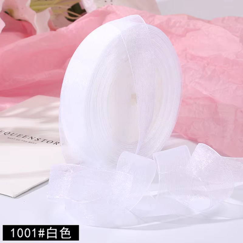Rubans d'Organza Blancs et Transparents de 12/15/20/25/40/50mm