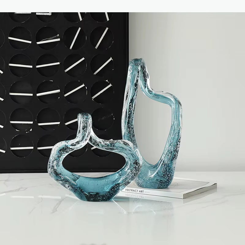 Ornements en verre avec rubans flottants, artisanat moderne, décoration de bureau, sculpture abstraite en ruban torsadé, décoration d'ambiance pour la pièce