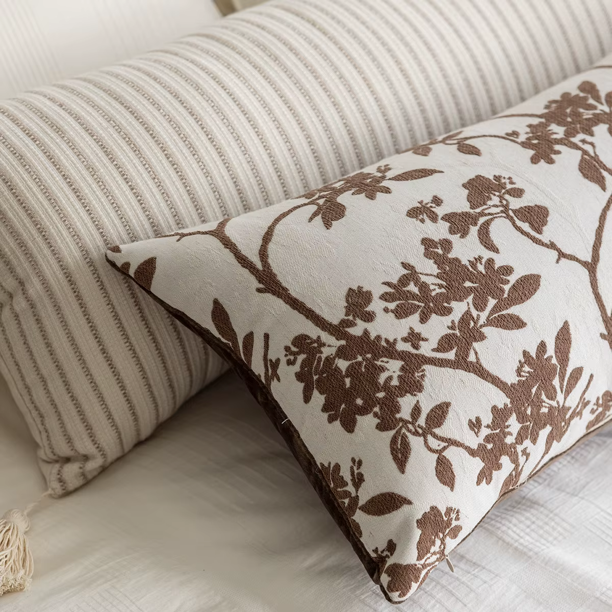 Housse de coussin à pince à jambes longues 35x90cm, taie d'oreiller de taille, luxueuse housse de coussin en Jacquard noir et blanc pour tête de lit de chambre à coucher