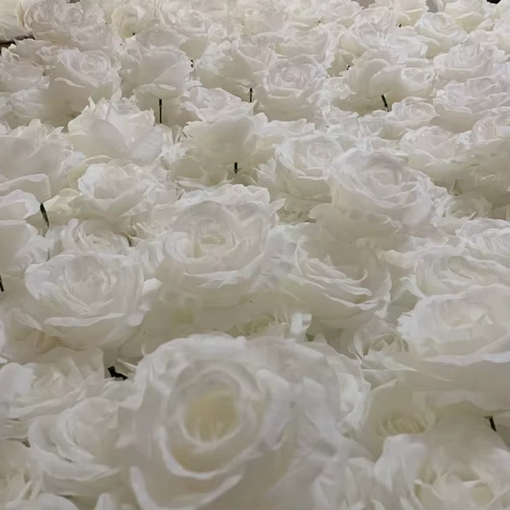 Uflower 3D blanc Rose tissu rideau fleur mur enroulable mariage toile de fond accessoires flore mur fête événement