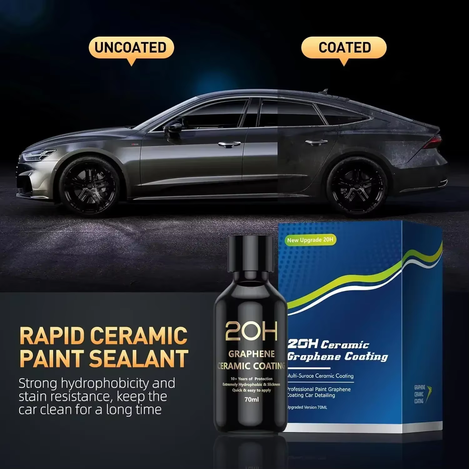 Revêtement céramique au graphène 20H avec technologie auto-réparatrice et anti-UV pour professionnels du detailing