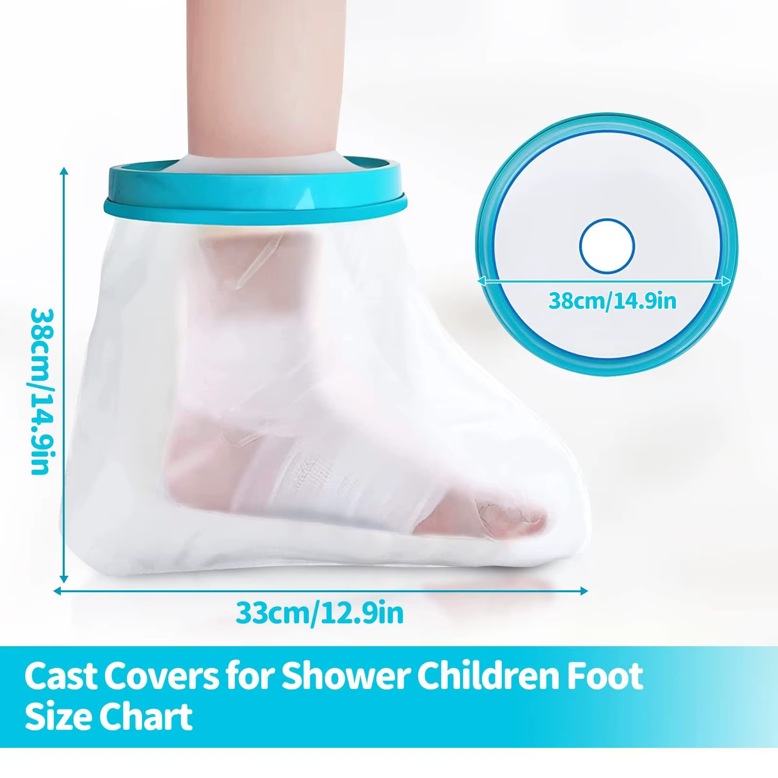 Couvre-pieds moulés pour douche, bandage de douche étanche et protecteur moulé pour douche et bain, protection étanche pour enfants