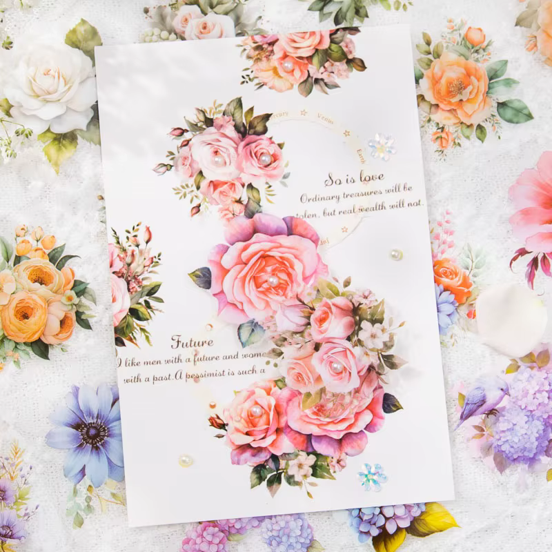 8 rouleaux/pack - Ensemble de rubans floraux - Ruban floral