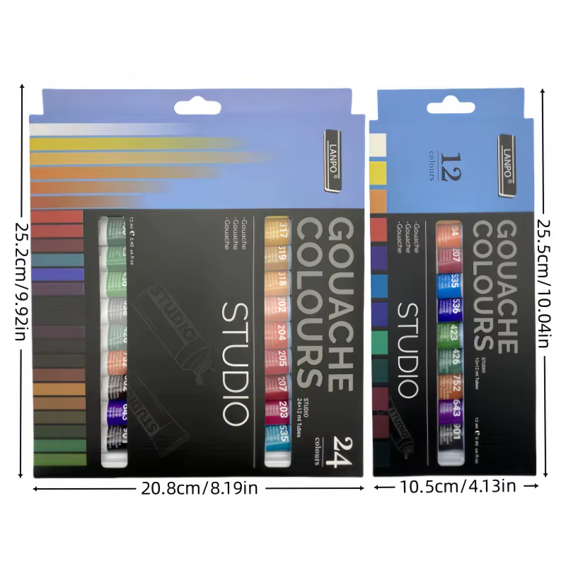 12 couleurs/24 couleurs Gouache peinture ensemble boîte Art