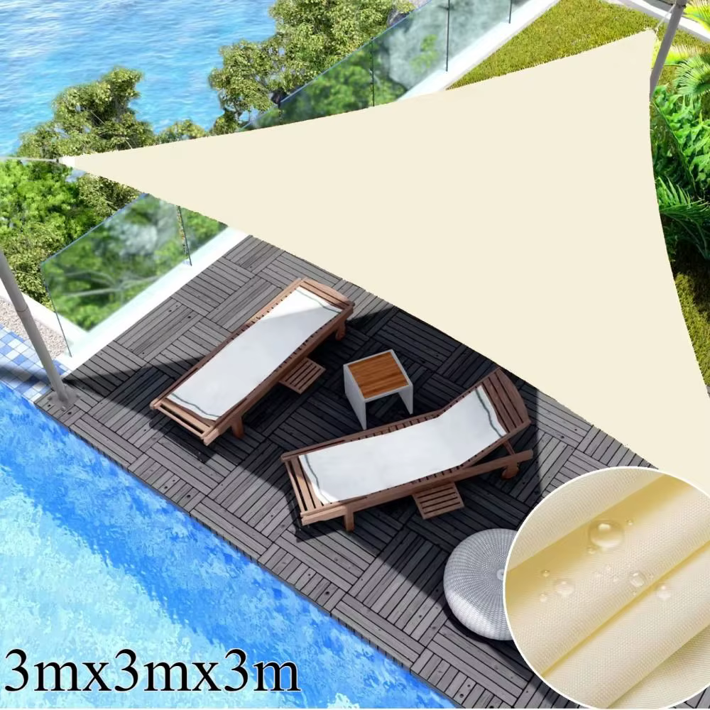 Abri solaire étanche Triangle réglable avec cordes, auvent extérieur de taille 3x3x3M, bloc UV 95%, pare-soleil Triangle Durable pour Patio