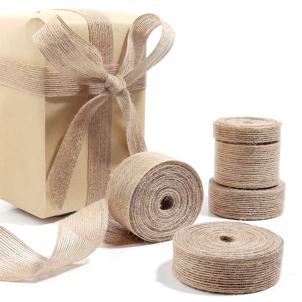 Rouleau de ruban en toile de jute naturelle vintage