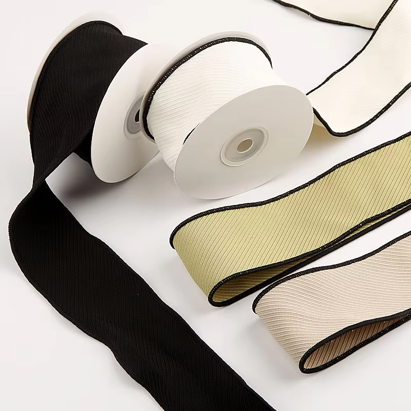 Ruban sergé noir et blanc de 10 yards (30 mm et 50 mm) pour la confection artisanale de nœuds pour cheveux