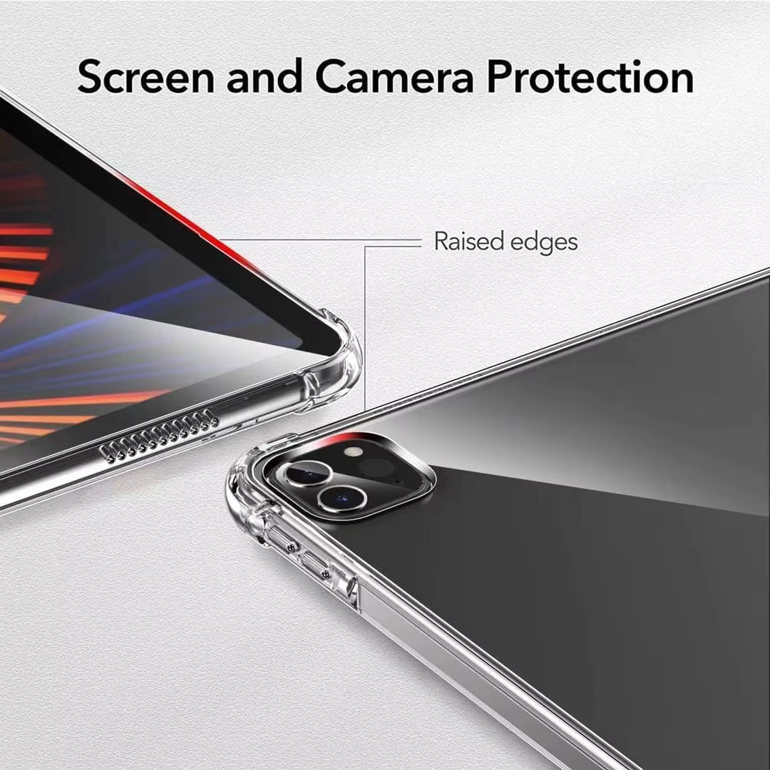 Étui transparent pour iPad Pro 11 pouces (2022/2021/2020/2018) transparent, antichoc, ultra fin, absorbant les chocs, coque arrière flexible en TPU