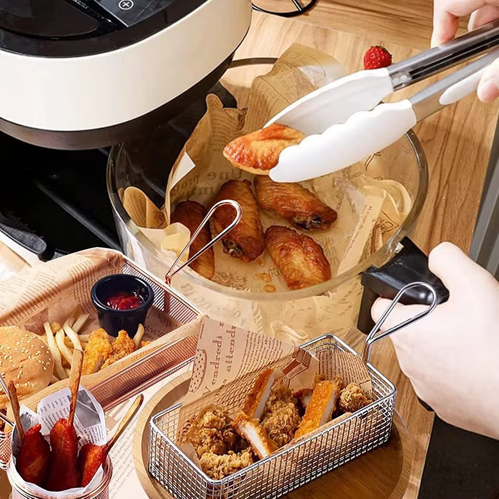 100 pièces Air Fryer Papier Alimentaire 22x22 cm Papier Cuisson Frites Burger Pizza jxSandwich Papier Gras Papier D'emballage