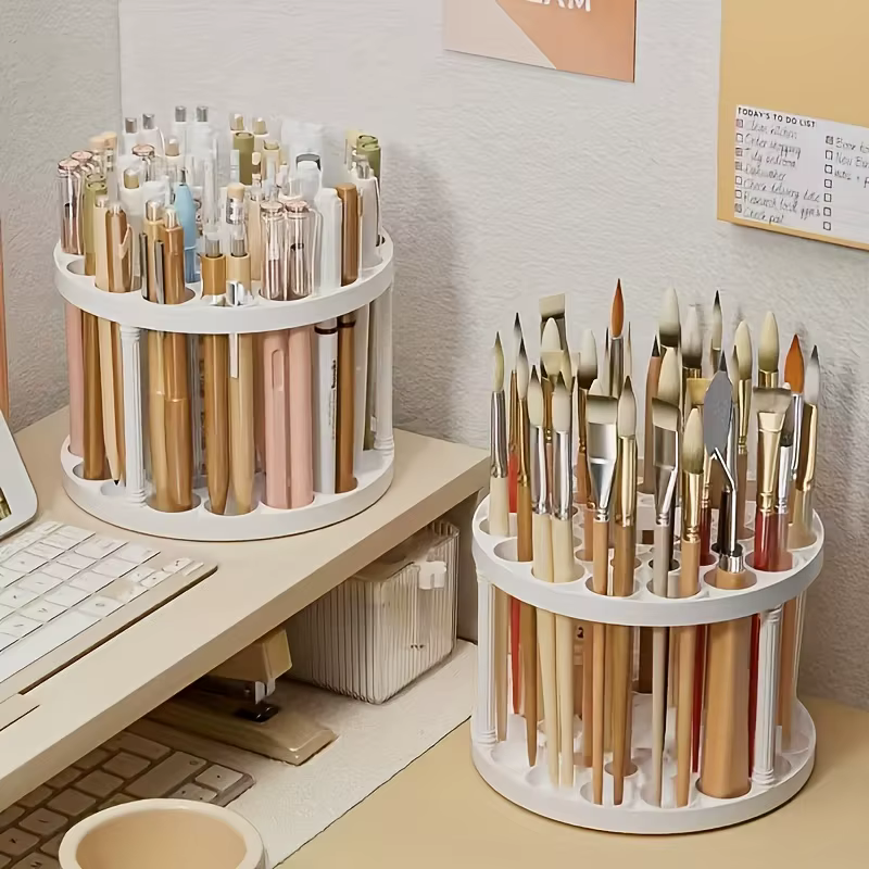 360 ° Porte-brosse rotatif – Organisateur en plastique blanc avec finition émaillée